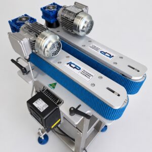 Bottomless conveyor hire system for transferring containers between machines