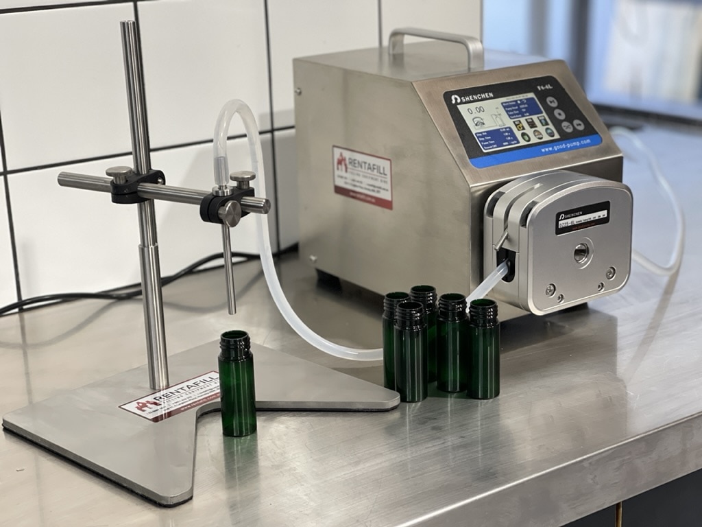 Perstaltic pump in action filling liquid