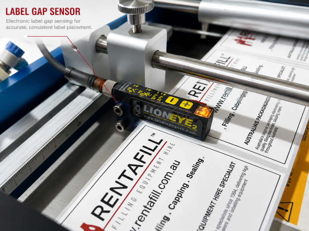 Label Gap sensor on the Compact wrap labeller
